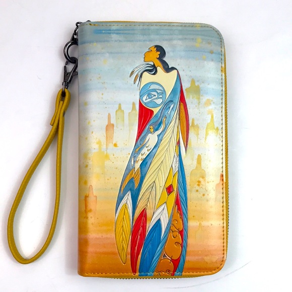 Maxine Noel, Native American artist wristlet, vegan leather, unused - Picture 1 of 7